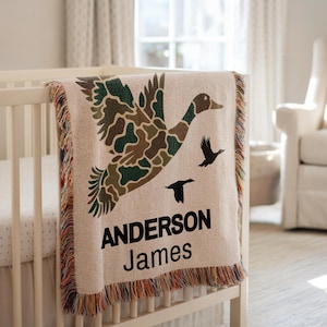 Personalized Camo Mallard Duck Blanket Mallard Duck Name Blanket Mallard Duck Nursery Decor Baby Shower Gift Mallard Hunting Name Blanket
