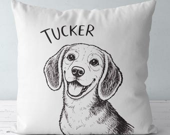 Custom Dog Pillow, Funny Pet Portrait Cushion, Personalized Pet Gift, Minimalist Line Art Dog Face Pillow Dog Lover Gift, Custom Pet Decor