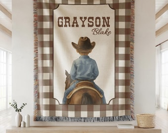 Gepersonaliseerde cowboy kinderkamer western babydeken cowboy kraamcadeau Ranch stijl babycadeau voor jongens of meisjes