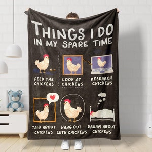 Funny Chicken Blanket Chicken Lover Gift, Things I Do In My Spare Time, Chicken Mom Gift Farm Kids Chicken Baby Blanket Chicken Owner Gift