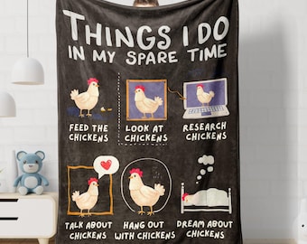 Funny Chicken Blanket Chicken Lover Gift, Things I Do In My Spare Time, Chicken Mom Gift Farm Kids Chicken Baby Blanket Chicken Owner Gift
