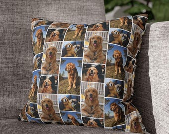 Pet Photo Collage Gift Custom Dog Pillow Picture Collage Pattern Keepsake Dog Picture Pillow Gifts for Dog Owners Custom Throw Pillow