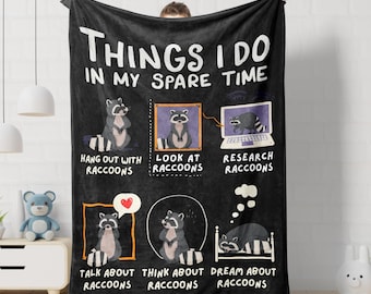 Funny Raccoon Blanket Gift For Raccoon Lover Feral Raccoon Gift Kids Funny Animal Blanket Raccoon Gifts Men  Birthday or Housewarming Gift
