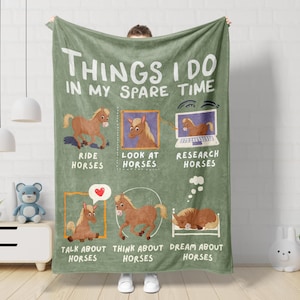 Gift for Horse Girl Funny Horse Blanket For Horse Lovers Farm Animal Blanket Kids Birthday Gift For Country Girl Equestrian Blanket