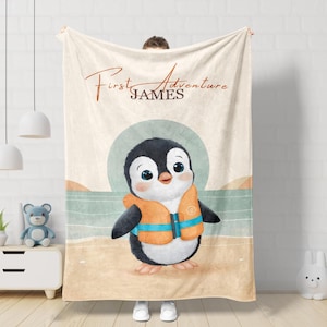 Personalisierte Pinguin Babydecke: Personalisiertes Geschenk zur Geburt