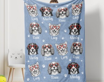 Custom Pet Face Blanket Funny Photo Blanket, Personalized Dog Face Blanket Custom Pet Gift, Dog Dad Gag Gift Blanket for Dog Owners