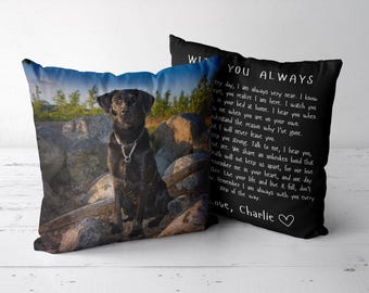 Dog Memorial Gift Custom Pet Pillow Dog Loss Gift for Dog Owners, Dog Remembrance Gift Pet Memorial Pillowcase with Picture Dog Keepsake