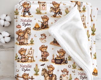 Personalized Western Halloween Baby Blanket, Cowgirl Baby Girl Gift, Spooky Rodeo Nursery, Newborn Girl First Halloween Keepsake