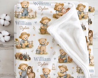 Personalized Farm Baby Blanket, Little Farmer Gift for Baby Boy, Newborn  Boy Barnyard Nursery Decor Farmhouse Baby Shower Keepsake