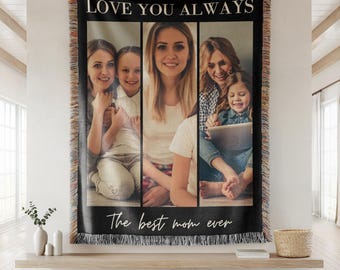 Personalized Photo Blanket for Mom, Custom Picture Collage Blanket, Mother’s Day Step Mom Gift, Bonus Mom Birthday Gift
