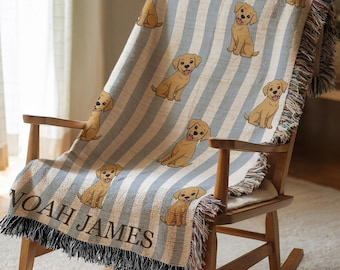 Manta de Labrador personalizada, regalo vintage de Labrador, manta con nombre de perro personalizado, regalo para baby shower, manta de guardería para amantes de los labradores para niños o niñas