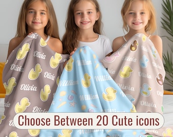 Personalized Rubber Duck Baby Blanket: Kids Custom Name Swaddle Blanket
