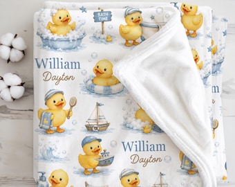 Rubber Ducks Baby Blanket Personalized Rubber Duck Nursery Gift for Baby Boy Duckling Newborn Keepsake Duck Baby Shower Present Toddler Gift