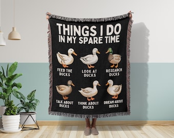 Funny Duck Cotton Woven Blanket – Farmhouse Decor Gift