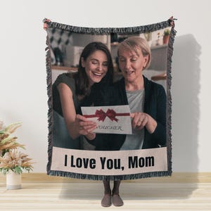 Woven Blanket Personalized Photo Throw Custom Blanket with Picture Made in the USA Gift for Mom Grandma Personalized Memorial Blanket Gift
