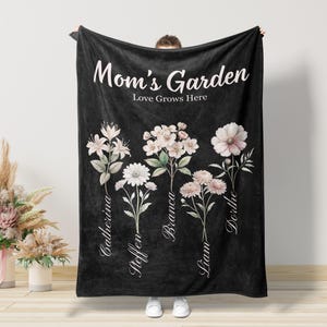 Custom Grandmas Garden Blanket - Shabby Chic Personalized Gift Mother’s Day Blanket Birth Month Flower Grandma Blanket Mother In Law Gift