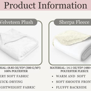 Pu&ograve; includere: Due coperte bianche, una in velluto a pelo corto e l'altra in pile sherpa. La coperta in velluto a pelo corto &egrave; di 8,85 oz/yd&sup2; (300 g/m&sup2;) ed &egrave; in 100% poliestere. La coperta in pile sherpa &egrave; di 14,1 oz/yd&sup2; (480 g/m&sup2;) ed &egrave; in pile di poliestere. Entrambe le coperte sono molto morbide e leggere.