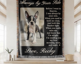 Dog Memorial Blanket, Custom Pet Photo Blanket, Pet Loss Remembrance Gift, Dog Lover Keepsake, Dog Mom Pet Sympathy Gift Memorial Picture