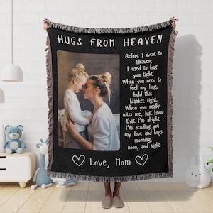 Loss of Mother Sympathy Gift Personalized Memorial Blanket, A Hug From Heaven Blanket, Loss of Parent Bereavement Gift Deceased Loved One