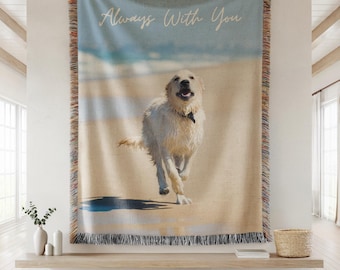 Manta tejida personalizada con foto de mascota, manta personalizada con foto de perro, regalo conmemorativo para mascotas, recuerdo para honrar la memoria de un perro fallecido, regalo personalizado para amantes de las mascotas
