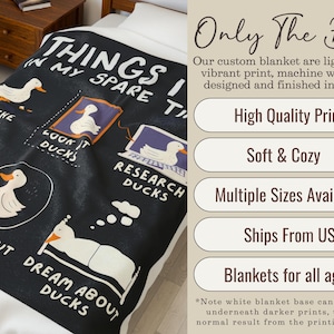 Funny Ducks Blanket with full design visible, showcasing playful duck artwork that defines Duck Theme Decor and duck nursery decor. This Duck fleece blanket makes a bold farmhouse statement and stands out as a Duck Lover Gift for Him or Her, Duck Mom Gift, or Farmhouse Gift for any Duck Enthusiast who adores fun farm animal style.