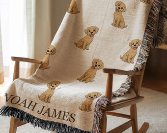 Labrador Retriever Blanket with Name Custom Dog Name Blanket Lab Nursery Dog Lover Baby Blanket Labrador Quilt Baby Stuff Dog Theme Gift