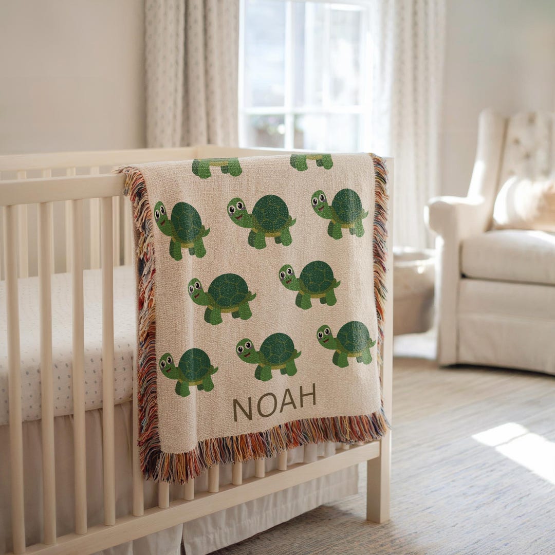 Personalized Turtle Blanket With Name Sea Turtle Baby Blanket Nursery ...