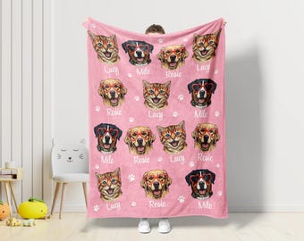 Funny Dog Face Blanket Custom Photo Blanket, Personalized Pet Face Blanket Custom Pet Gift, Dog Mom Gag Gift Blanket for Dog Owners