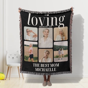 Personalized Memorial Blanket Mom Memorial Gift Custom Photo Collage Blanket Sympathy Gift, Remembrance Gift Loss of Mother Blanket Keepsake