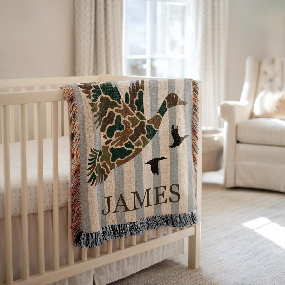 Custom Mallard Nursery Decor Baby Blanket Name Boy Hunting Baby Shower ...