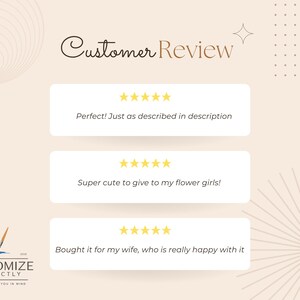 Pu&ograve; includere: Tre recensioni di clienti con cinque stelle e commenti positivi. Le recensioni sono per un prodotto descritto come "perfetto", "super carino" e "davvero felice".