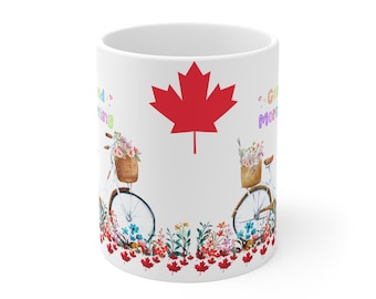 Mug, flowers with Canada Leaf
