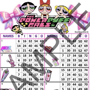 PowerPUFF Gals - 10 Block Mega, Bingo15 Line Bingo, 75 Numbers, Mixed, 7 Block Filler Board, Straight Bingo Blocks, Powerpuff Bingo Board