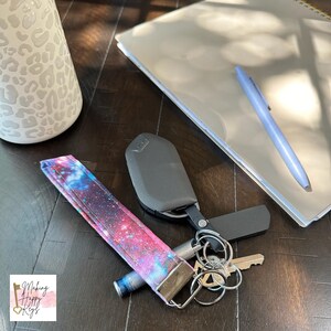Galaxy Fabric Wristlet Keychain: Handmade Outer Space Key Fob