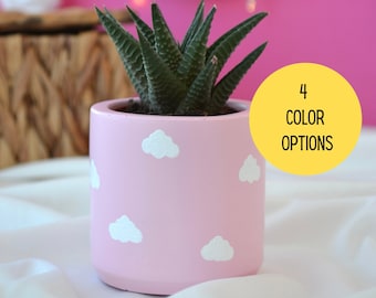 Gift Cloud Unique Plant and Plant Pot for Office Desk, Mini Desk Planter and Plant with Clouds, Cute Windowsill Planter and Plant