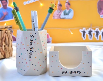 Friends Desk Set of 2 for Office Organizer, Friends Organizer for Desk, Friends Pen Holder and Friends Memo Paper Holder for Desk