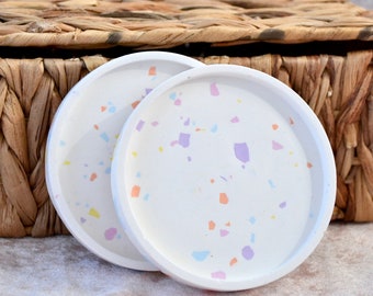 Colorful Terrazzo Coaster Set, Concrete Coasters for Office, Cute Coaster Set Gift for Office