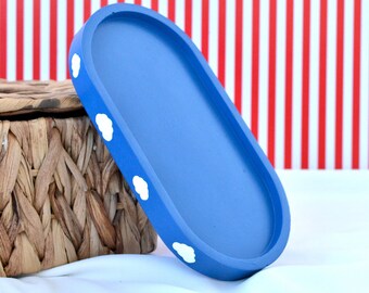 Cloud Catchall Tray for Home Decor, Concrete Tray for Trinket, Makeup Tray with Cloud