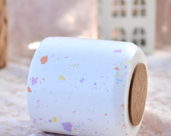 Unique Plant Pot with Drainage for Office Desk, Mini Desk Planter with Colorful Terrazzo, Cute Windowsill Cactus Planter