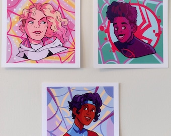 Gwen, Miles, Pavitr Art Prints & Stickers