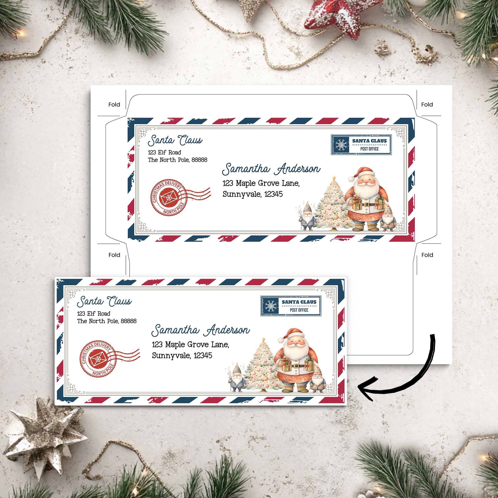 Editable Retro Christmas Letter From Santa Envelope Template, Printable ...