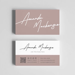 Modèle de carte de visite modifiable avec code QR minimaliste, carte de visite recto-verso moderne, carte de visite imprimable, carte de visite simple à faire soi-même
