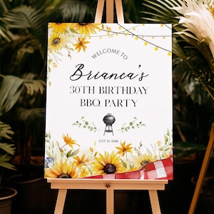 Rustic BBQ Birthday Welcome Sign: Editable Grill Party Decor (Digital Download)