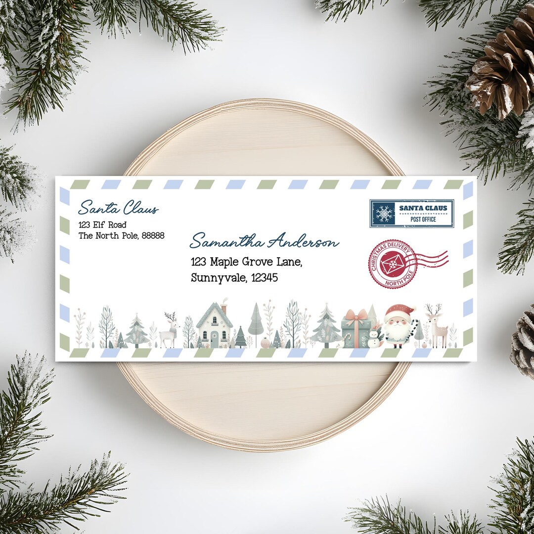 Editable Christmas Letter From Santa Envelope Template, Printable North ...