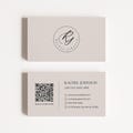 Editable Minimalist QR Code Business Card Template, Elegant Business Card, Modern Double Sided Business Card, DIY Simple Calling Card, Corjl