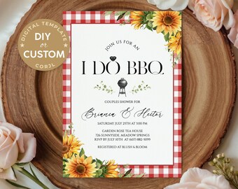 I Do BBQ Invitation, BBQ Couples Shower Invite, Rustic Backyard Engagement Party, Wedding Rehearsal Dinner Printable, Editable Template