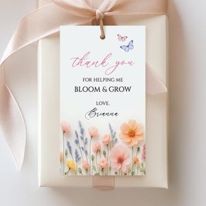 Modèle d'étiquette-cadeau de remerciement modifiable pour professeur de fleurs sauvages, étiquette de cadeau de fin d'année scolaire floral bricolage, étiquette cadeau imprimable appréciation des enseignants