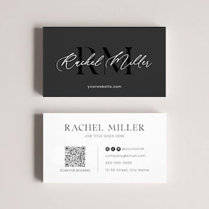 Modèle de carte de visite modifiable minimaliste avec code QR, conception de carte de visite moderne bricolage, élégante carte de visite recto-verso, carte de visite simple