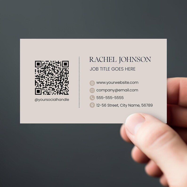 Editable Minimalist QR Code Business Card Template Elegant Business 
