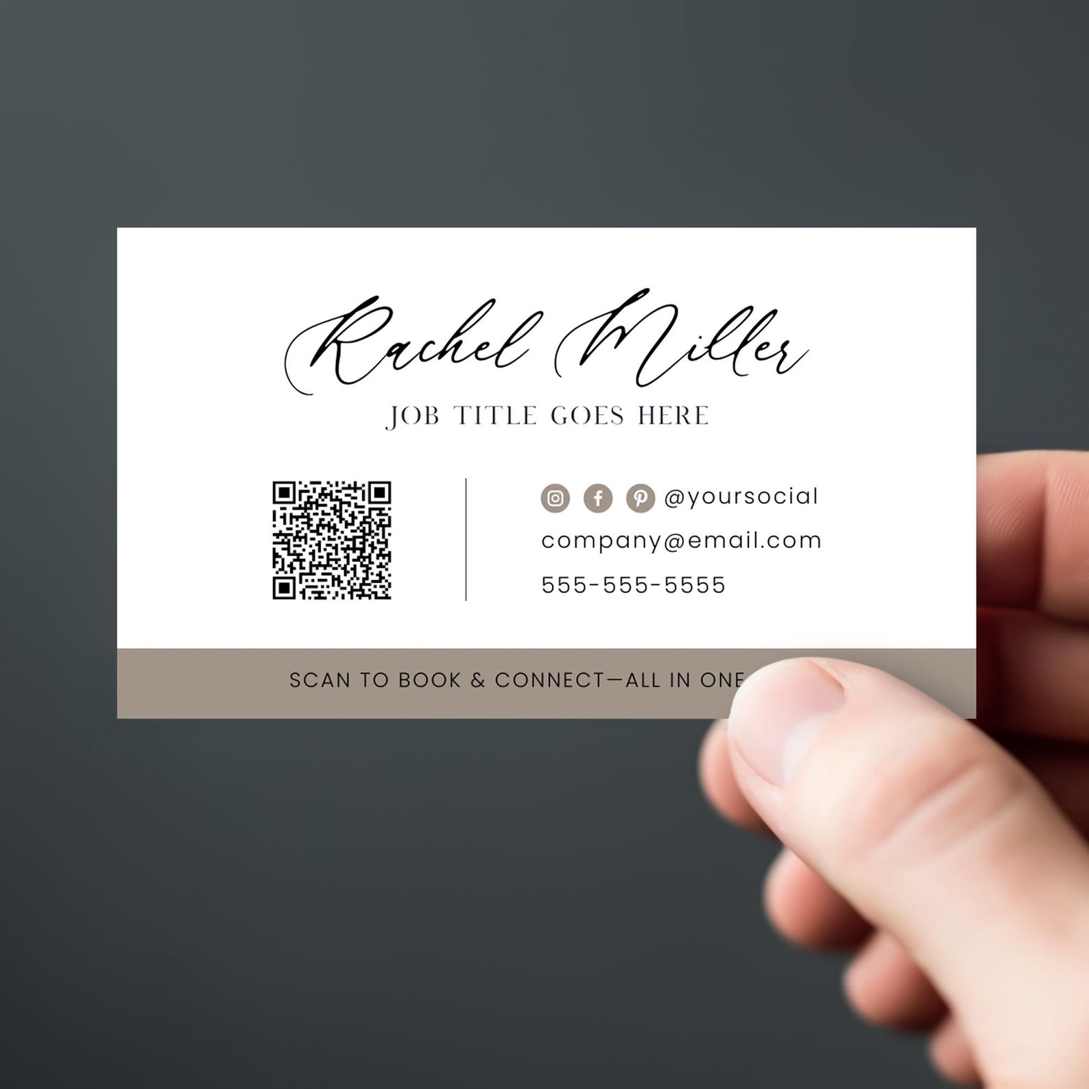Editable Minimalist QR Code Business Card Template, DIY Modern Business ...